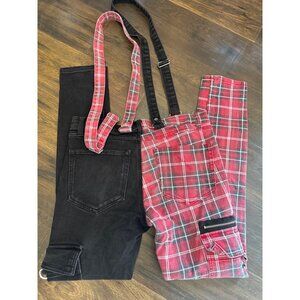 HT Denim Men’s Stinger Pants Hot Topic Super Skinny Plaid Black Punk Alt 32x30